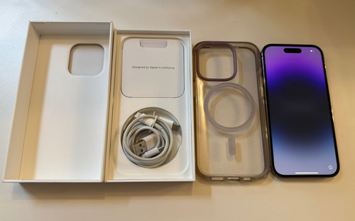 Apple iPhone 14 Pro (128 Gb) - Morado Oscuro Color Violeta, Excelente Estado, Incluye Funda (Usado)