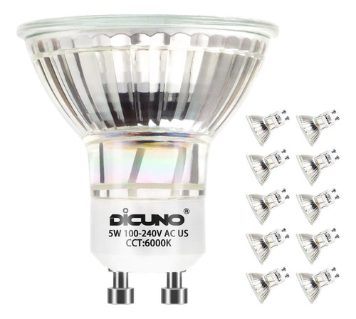 Dicuno Bombillas Led Gu10 De 5 W, Luz Diurna, Color Blanco, 