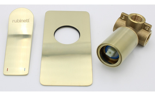 Monomando Regadera Rectangular Dorado Brillante Super Lujo