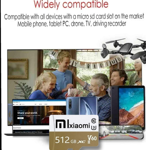 Tarjeta Micro SD Xiaomi Pro 512gb 120mb/s Clase 10 con Adaptador
