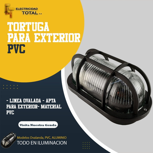 Imagen 2 de 10 de Aplique Tortuga Plástica Ovalada E27 60w Blanca /negra