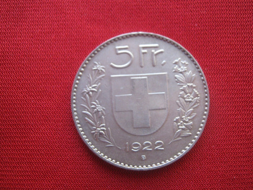 Suiza 5 Francos 1922 Plata 