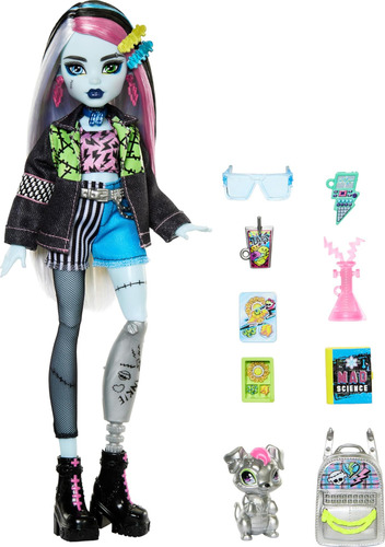 Boneca Monster High Frankie Stein Em Jaqueta Jeans E Shorts,