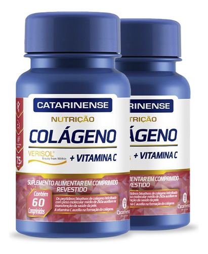 Kit 2 Colágeno Verisol Vitamina C Catarinense 60 Comprimidos