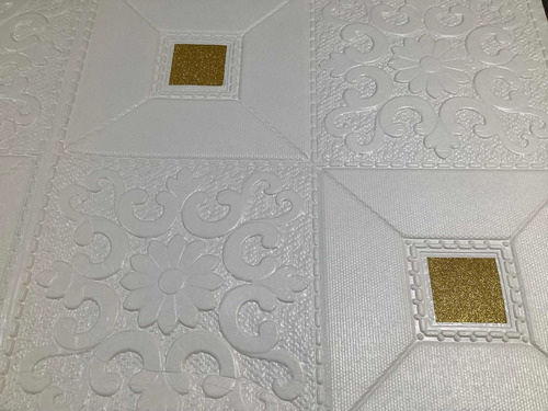 Imagen 5 de 7 de 20 Pegatinas Pared 70x35cm C/u Papel Tapiz 3d, Blanco Dorado
