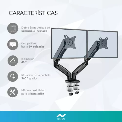 Soporte Brazo Hidraulico Monitor Led Tv Mesa 13 A 29 !! Color Negro