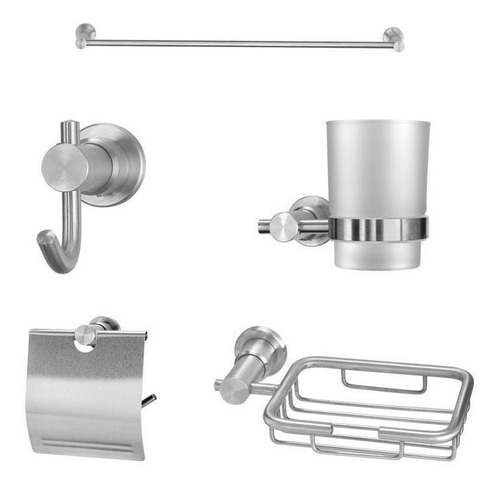 Accesorios De Baño 5 Pcs Satinado Quality Metal Cod: 5010400