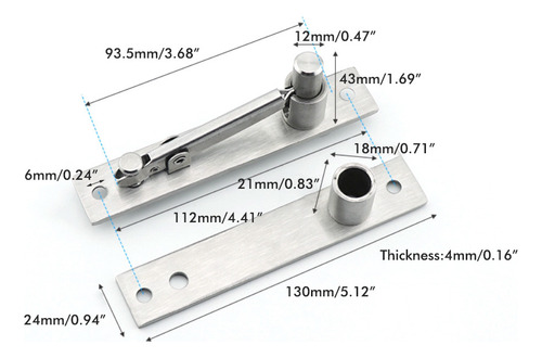 Pivote De Puerta Oculto De Acero Inoxidable Con Rotación De