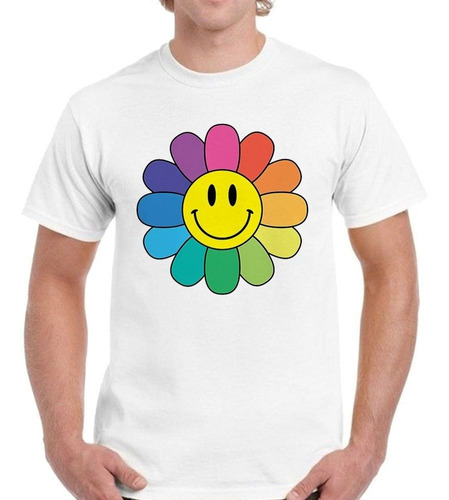 Remera De Hombre Flor Flower Color Sonriendo Smile Art