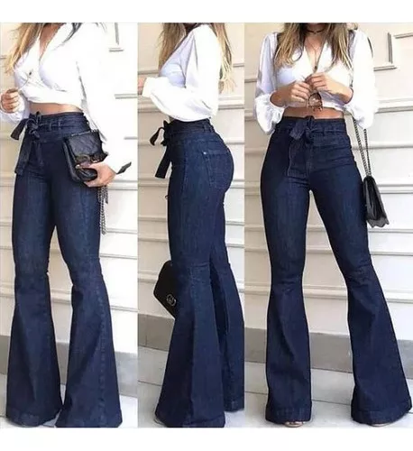 Jeans De Perna Larga Com Cadarço Em A Para Mulheres [u