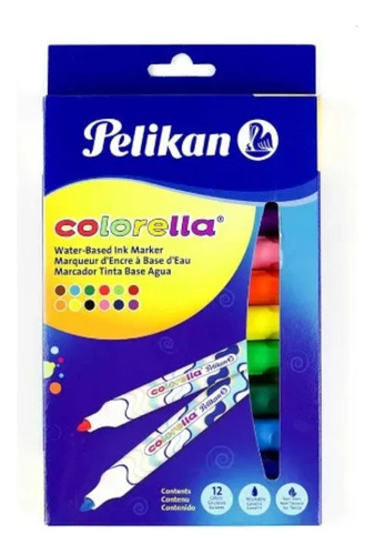 12 Plumones Marcador Pelikan Colorella Colores Niños Lavable