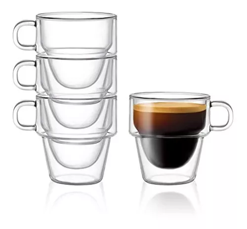 Set 2 vasos de café vidrio doble pared 400 mlo — Importadora USA