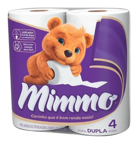 Imagem 2 de 2 de Papel Higiênico Folha Dupla Mimmo Pacote Com 4 Rolos