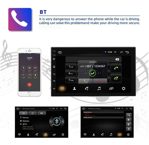 Auto Radio Android Full Touch Hd Wifi Gps Bt 2gb Ram