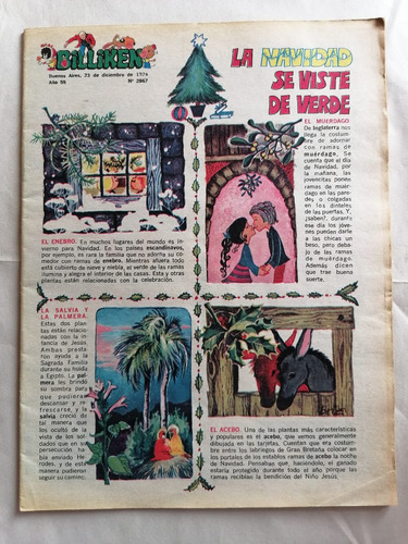 Revista Infantil Billiken N 2867 Diciembre Año 1974 Sin Tapa