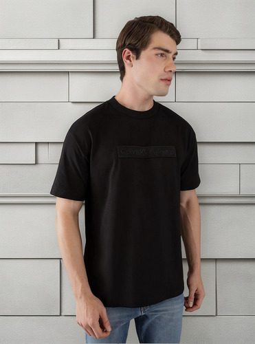 Polera Embroidered Box Negro Calvin Klein