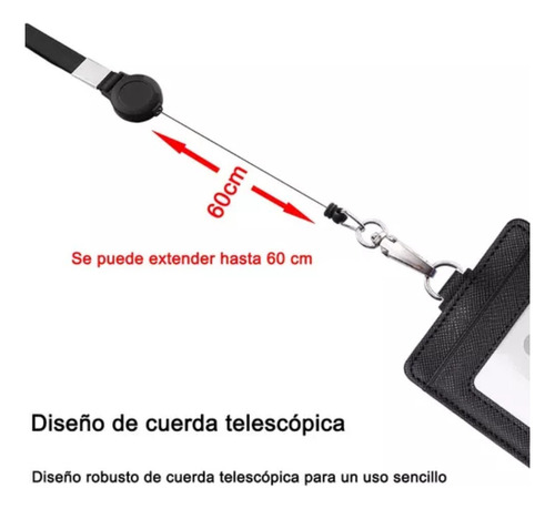 Retráctil Porta Gafete Cordón Vertical Desmontable De Cuero
