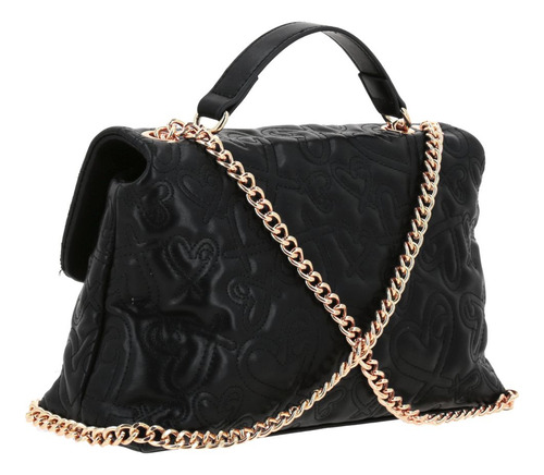 Bolso Tipo Crossbody Gorétt Capitonado Shantal P25 Negro Lisa Oro Negro