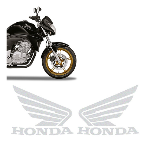 Par De Adesivos Moto Honda Cb 300r Asas Prata Refletivo