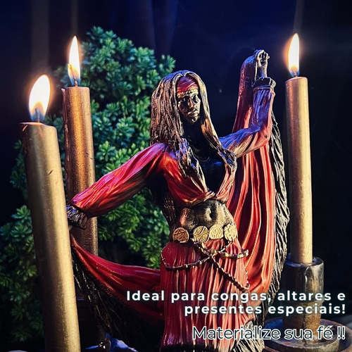 Estátua Cigana 25cm Resina - Umbanda/ Candomblé Cor Vermelho