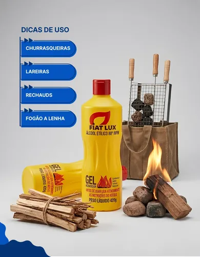 Alcool Gel Acendedor Álcool Etílico 80º Inpm 420g Fiat Lux