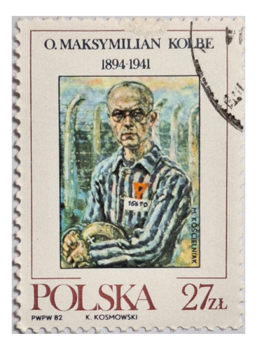 Estampilla Sello Postal Polonia Kolbe Martir De Auschwitz 82