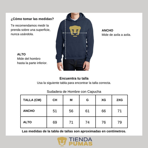 Sudadera Pumas Unam Deportiva Hombre Hoodie Logo Doradovinil