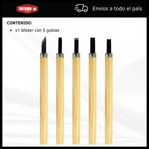 Gubias Para Tallar Madera X 6 Unidades Mango De Madera