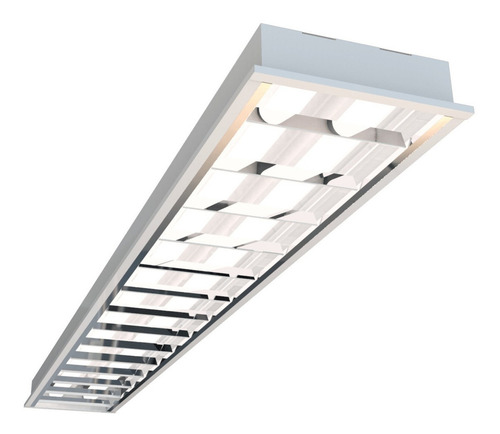Luminaria Calha Comercial de Teto Embutir Aleta P/2 Lampadas Led T8 18W 120cm