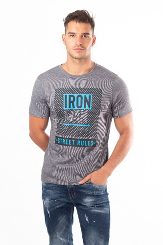 Playera De Hombre Ifashion Iron Man Marvel Gris Estampado