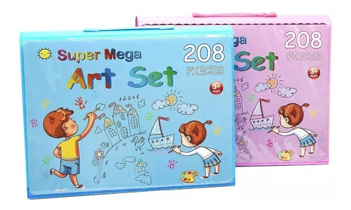 Set Arte Maleta X208 Piezas Caballete Crayon Acuarela Plumon