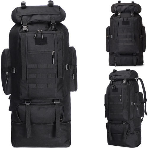 Mochila trekking Euateo BAG Outdoor bag color negro diseño lisa 100L