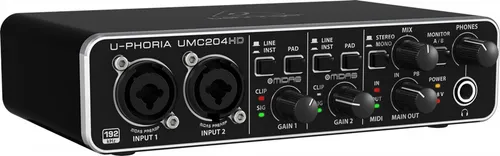 comprar Interface De Audio Usb U-phoria Umc204hd - Behringer - Com Nota Fiscal E Garantia De 2 Anos Proshows ! 