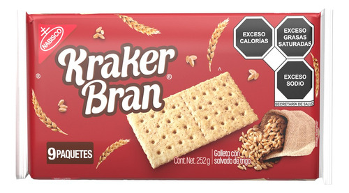 Galleta Kraker Bran 252 g pack x 9