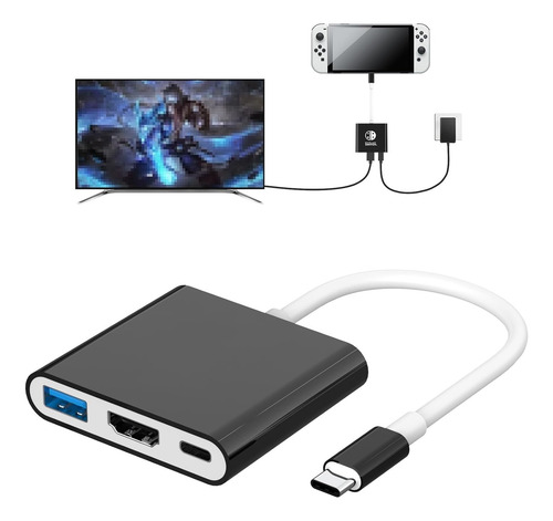 Negro Dock Hub Portátil Para Nintendo Switch Usb3.0 Tv Hdmi