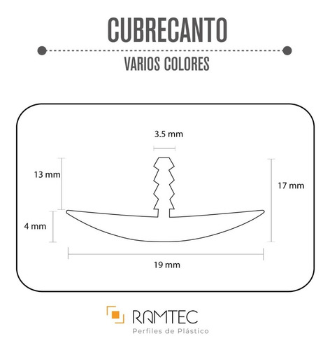 Imagen 5 de 5 de Cubrecanto Perfil T Moldura Semiflexible De 3/4 Plástico Pvc