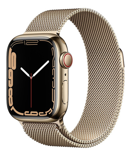 Apple Watch Series 7 (GPS + Cellular, 41mm) - Caja de acero inoxidable color oro - Pulsera Milanese Loop oro