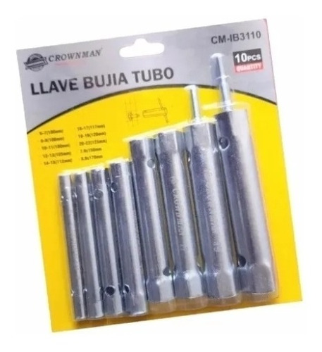 Set De Llave Bujia Tubo 10 Pcs Tuercas Hexagonal 