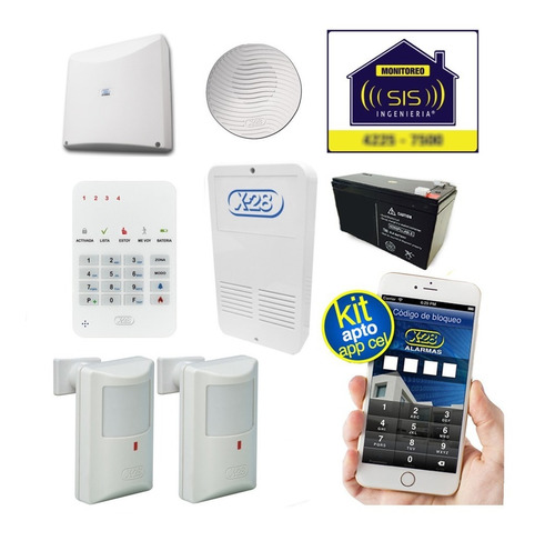 Imagen 1 de 4 de Kit Alarma Domiciliaria X28 Casa Completo Llamador A Celulares Por Linea Fija