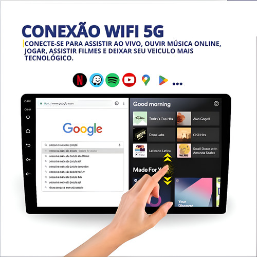 Multimidia10''2din 2ram+32g Qled Carplay Android Auto+camera