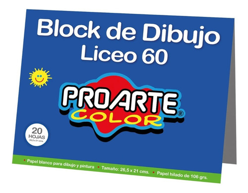 Block De Dibujo Liceo N°60 20 Hojas Proarte Docena
