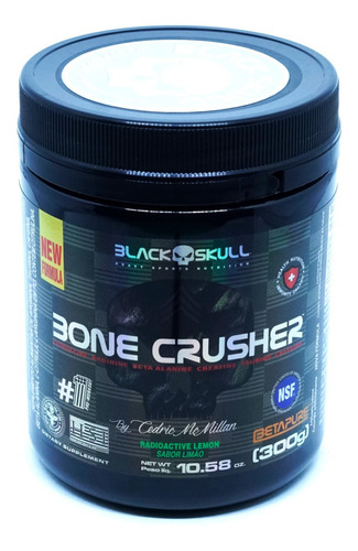 Pre-treino Bone Crusher Oficial Black Skull 300g Creatina Sabor Uva