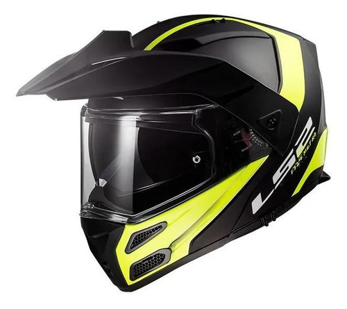 Imagen 2 de 5 de Casco para moto rebatible LS2 Metro Evo FF324 matt black y yellow fluor rapid talla M