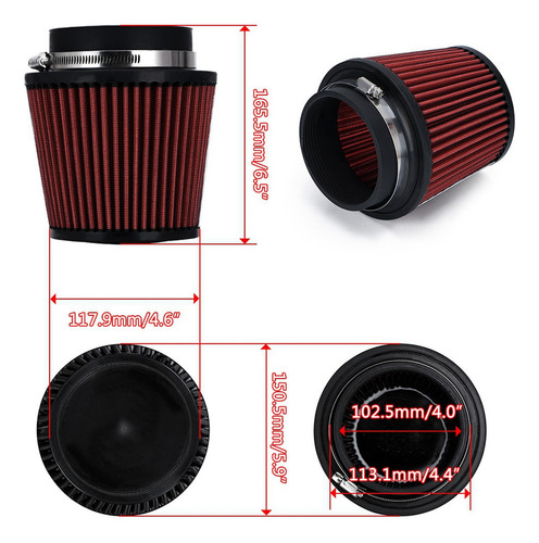 Filtro De Aire Universal Para Automóvil De 4 Pulgadas Y 100