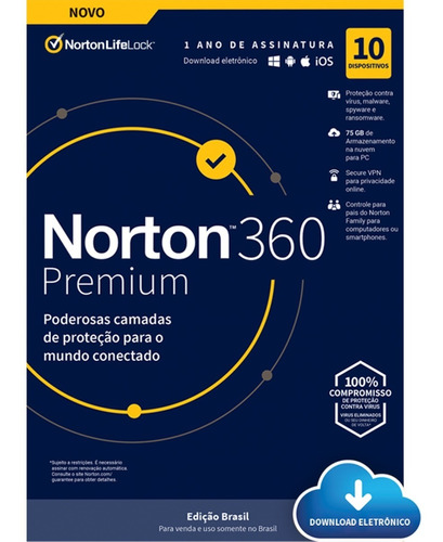 Imagem 1 de 5 de Norton Antivirus Premium P/10 Dispositivos 12 Meses Download
