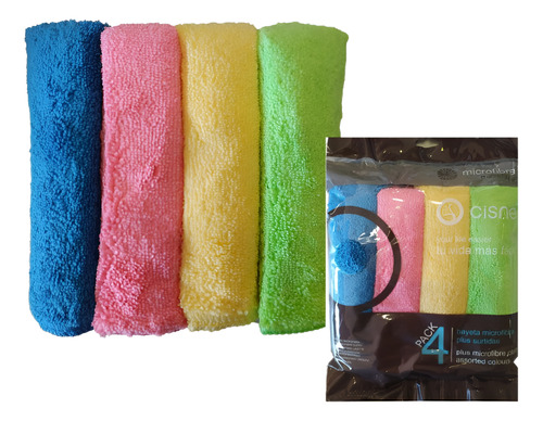 Paño Microfibra Cisne Bayeta 4 Colores 2 Pack (8 Paños)