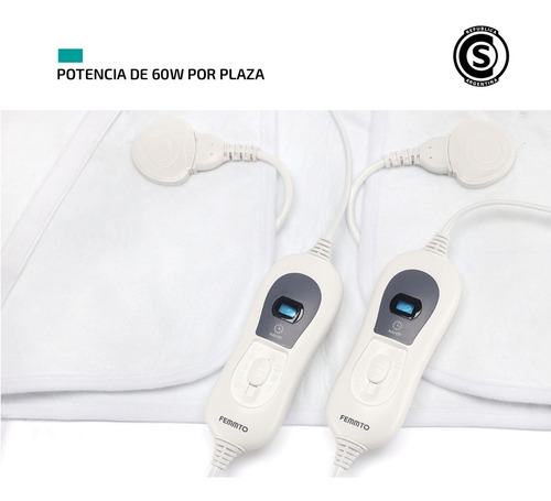 Imagen 3 de 10 de Manta Termica Electrica Femmto Calienta Cama 2plzas 3niveles