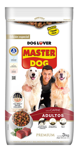 Imagen 1 de 1 de Master Dog Alimento Perro Adulto Carne 3 Kg