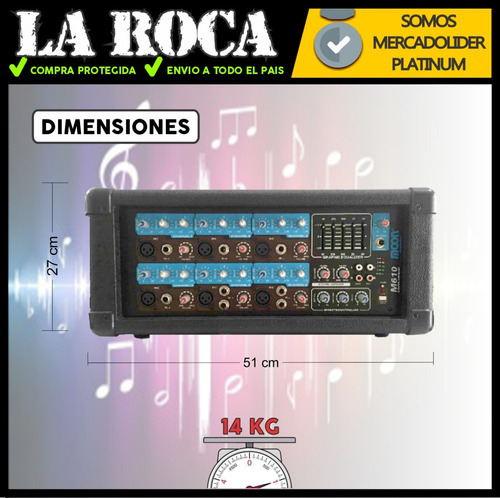 Consola Potenciada 200w 7 Canales Ecualizador Efectos