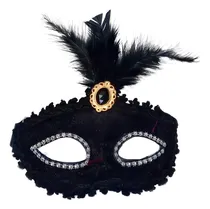 Comprar Antifaz Pluma Máscaras Venecianas Cotillon Antifaces Color Negro